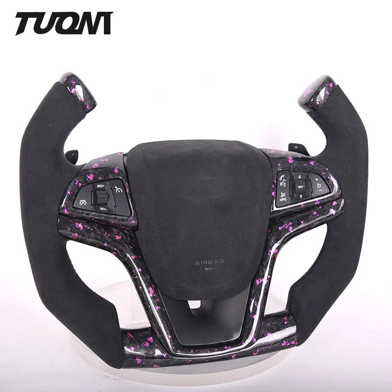 Рулевое колесо из кованого углеродного волокна на заказ черная кожа для Chevrolet Camaro