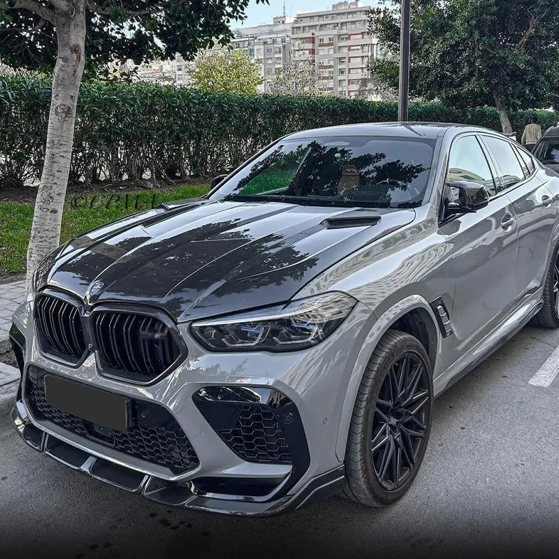 Углеродное волокно для BMW X6M F96 2019 + сплиттер переднего бампера передняя губа