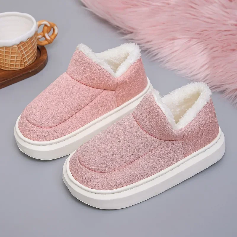 Winter women's casual home shoes 2024 outdoor warm cotton indoor plush slippers couple