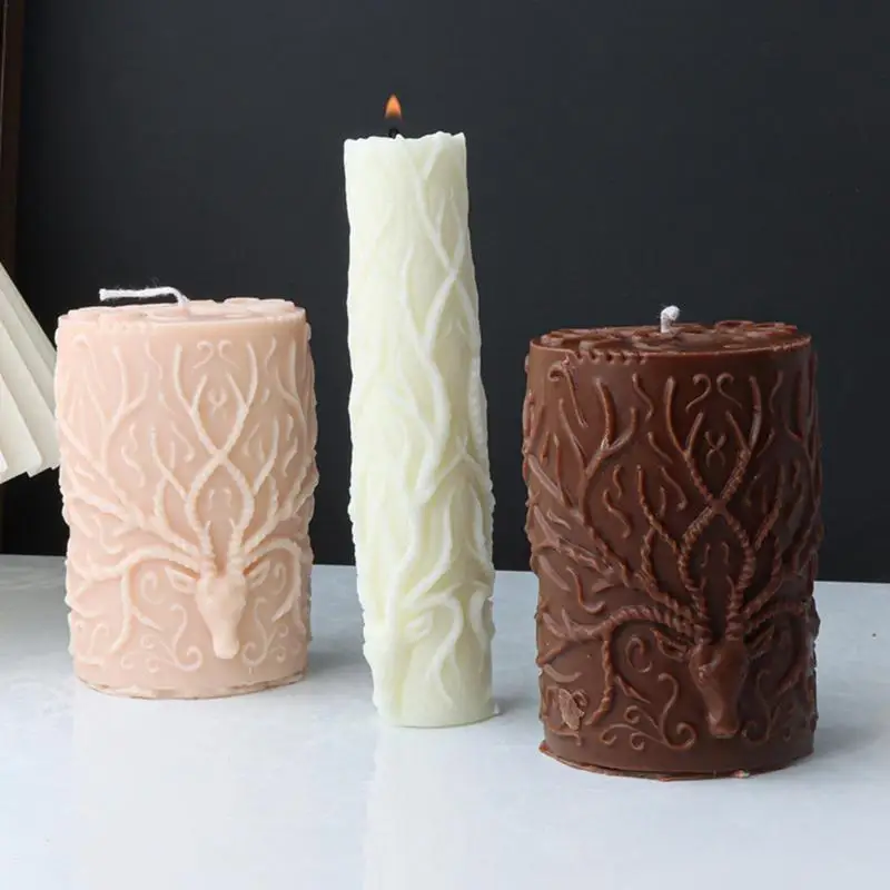 

Antlers Pattern Candle Making Molds DIY Spire Candles Handmade Mould Hand Crafts Home Wedding Dinner Party Decoration