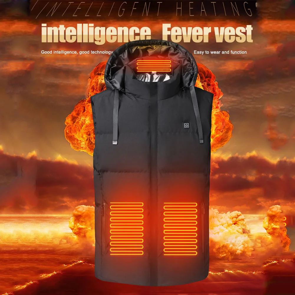 

7places Heated vest Jacket Fashion Men Women Coat Intelligent USB Electric Heating Thermal Warm Clothes Winter Heated Vest 열선조끼