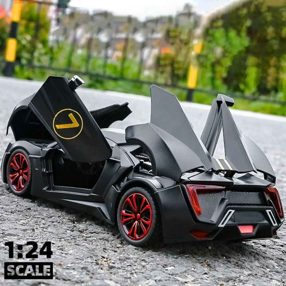 

1:24 Lykan Hypersport модель спортивного автомобиля из сплава, литые игрушки, металлическая модель супер автомобиля, имитация звука, Женская коллекция, детские подарки