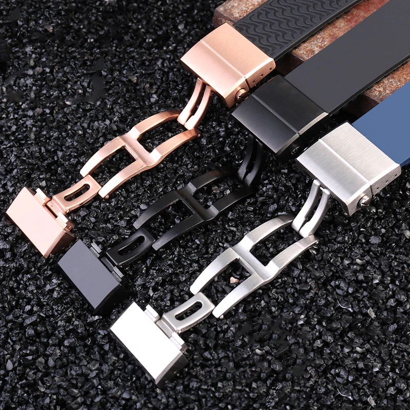 For Ulysse Nardin Silicone Rubber Watch Band DIVER 263 strap Black Brown Blue 22mm Waterproof belt watch Bracelets