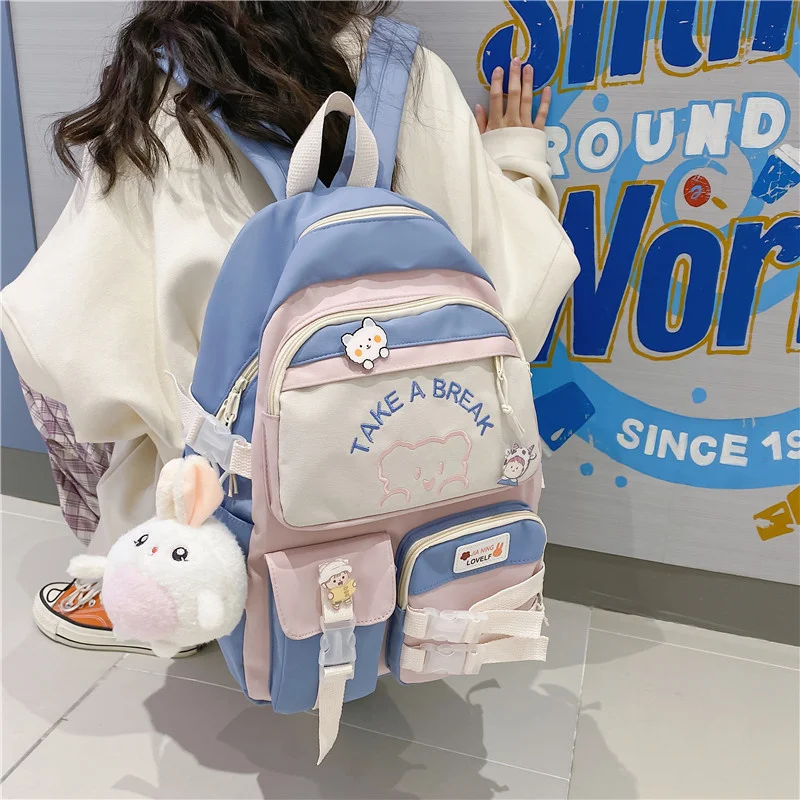 TRAVEASY 2022 School Backpack Women Teenager Waterproof Travel Backpack Female Fashion Lady Trendy College Cool Women Laptop Bag