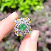punki vintage new shiny green irregular silver color zircon adjustable wedding for woman fashion female jewelry gift pkr32