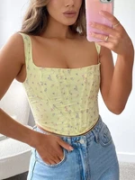summer crop top women y2k tops yellow floral tops elegant 2021 lined sexy top girl party clubwear wholesale