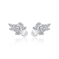 luoteemi simulated white pearls stud earring for women luxury designer cubic zircon girl accessories korean fashion jewelry