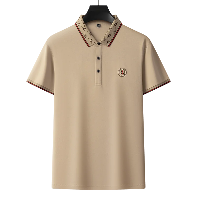 

Рубашка-поло мужская с вышивкой, люксовая летняя хлопковая Повседневная Свободная футболка с отложным воротником, в полоску, с длинными рукавами, дизайнерская одежда