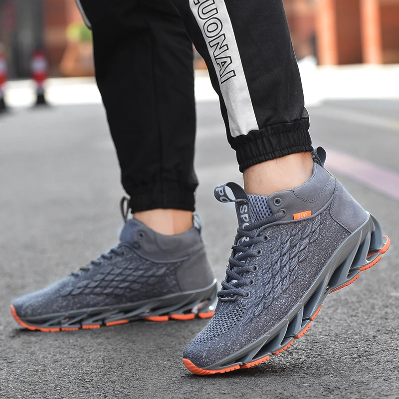 JIEMIAO New Trend Blade Men High Gang Running Shoes Outdoor Fitness Training Sports Shoes Breathable Mesh Men Sneakers