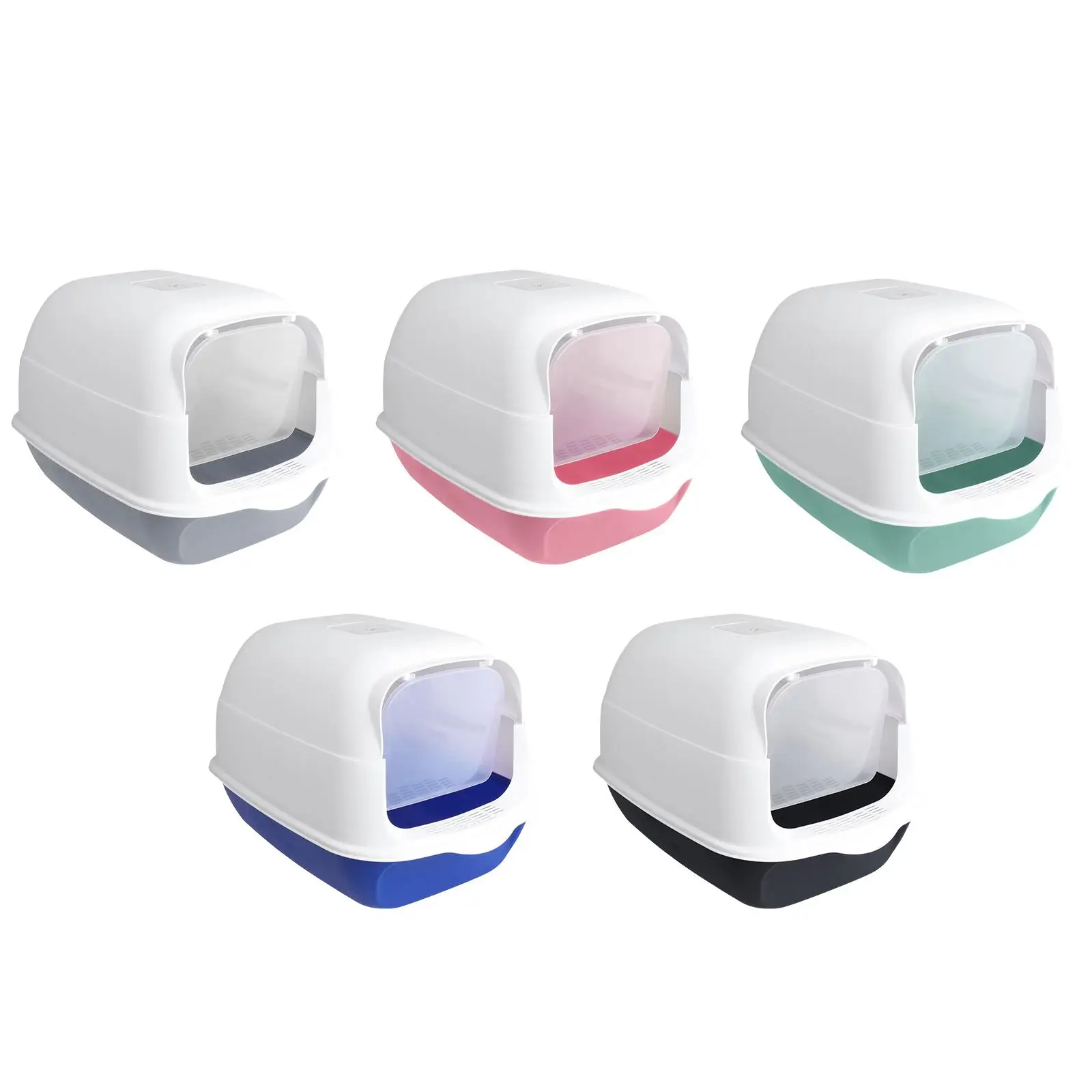 Fully Enclosed Cat Toilet With Front Door High Edge Pet Litt