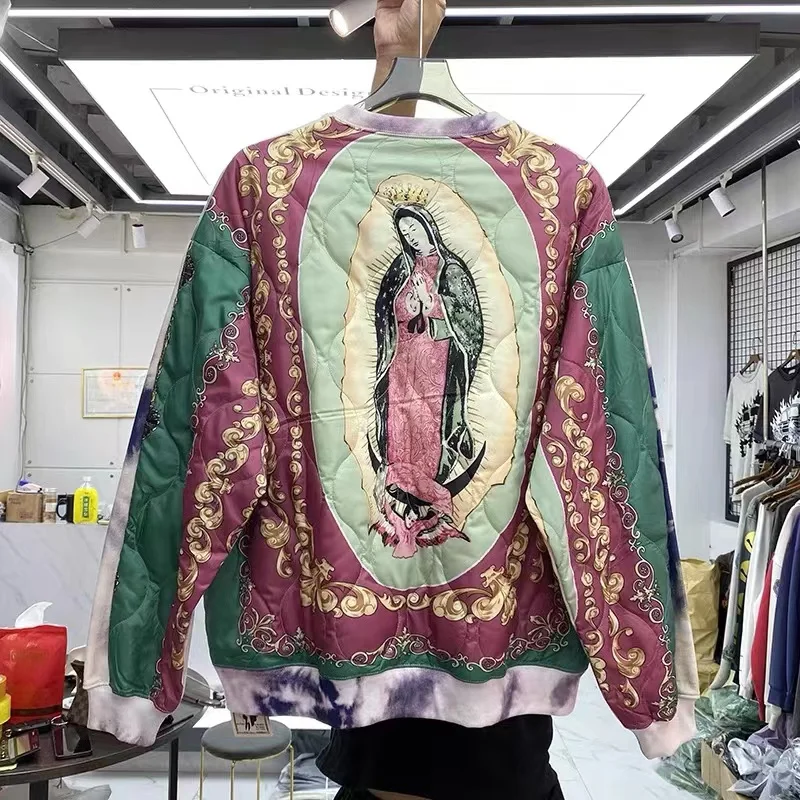

Japanese retro-chic tie-dyed The Madonna in art hoodie for men