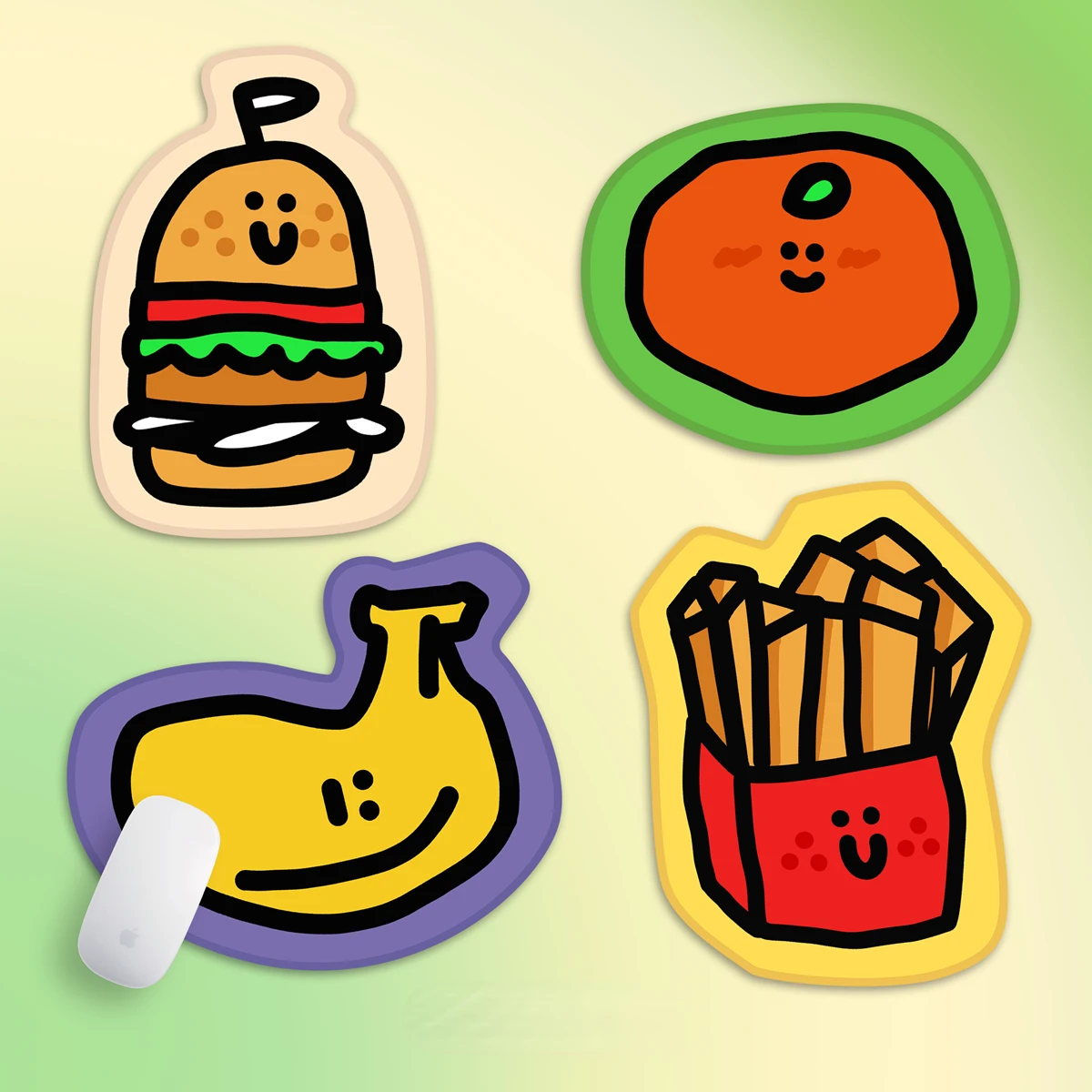 

Stereo Popular Mouse Pad Cute mousepad Banana French Fries Orange Burger Theme Desk Mat Gaming Accessories