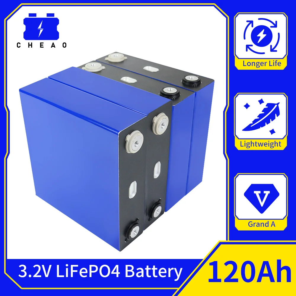 

3.2V 120Ah Lifepo4 Battery Brand New 16PCS Grade A Rechargable battery for storage battery DIY yacht solar RV EU US TAX FREE