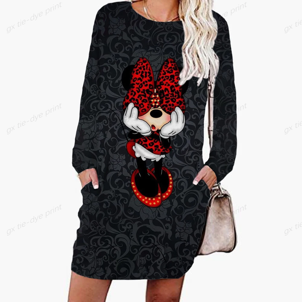 

Disney Mickey Minnie Print Sweatshirt Women Elegant Hoodies Streetwear Cartoon Trend Loose Long Sleeve Sweatshirts Female y2k