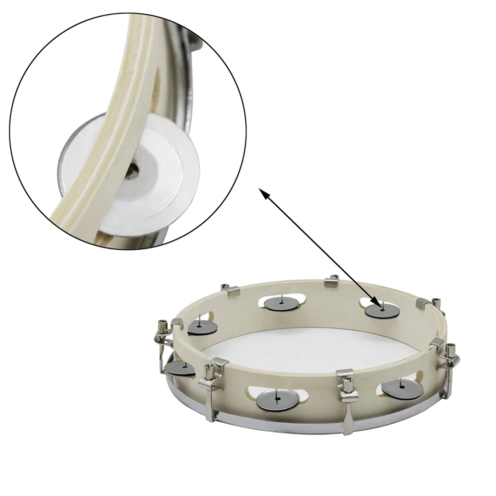 10 Inches Tambourine Adjustable Solid Wooden Panel Hand Held Bell Drum Percussion Music Toys For Kids Infant Enlightenment Tools enlarge