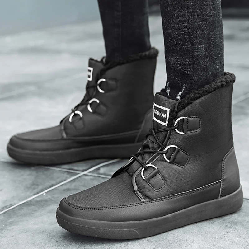

Ботинки мужские на шнуровке, удобные зимние ботинки, на платформе, водонепроницаемые, рабочая обувь, обувь для снега