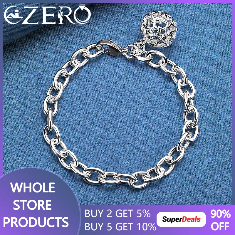 

925 Sterling Silver Full Star Hollow Ball Pendant Chain Bracelet For Women Man Classic Popular Jewelry Fashion Party Accessories