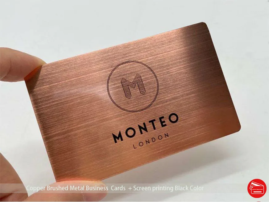 Custom Metal Business Cards With Brushed Copper Finish Custom Design Screen Printing Square Business Cards