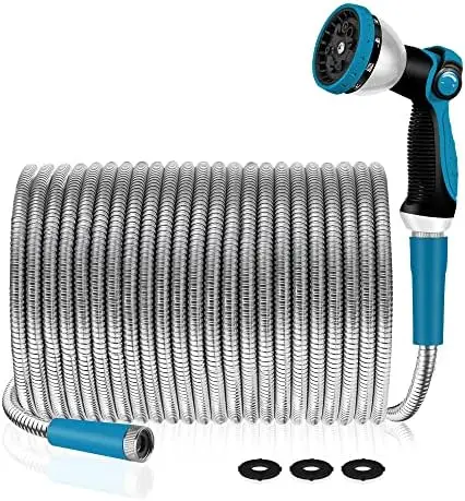 

POPTOP Garden Hose 100 ft Metal - Water Hose Flexible Lightweight Garden Hose Collapsible and No Kink Water Pipe