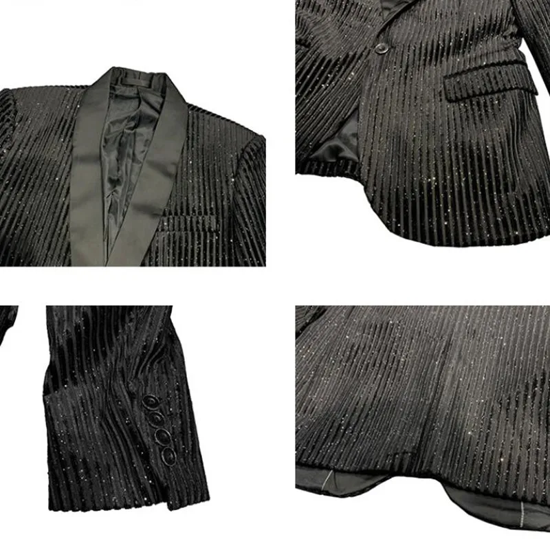 Мужской полосатый Блейзер повседневный костюм певицы приталенный одежда для