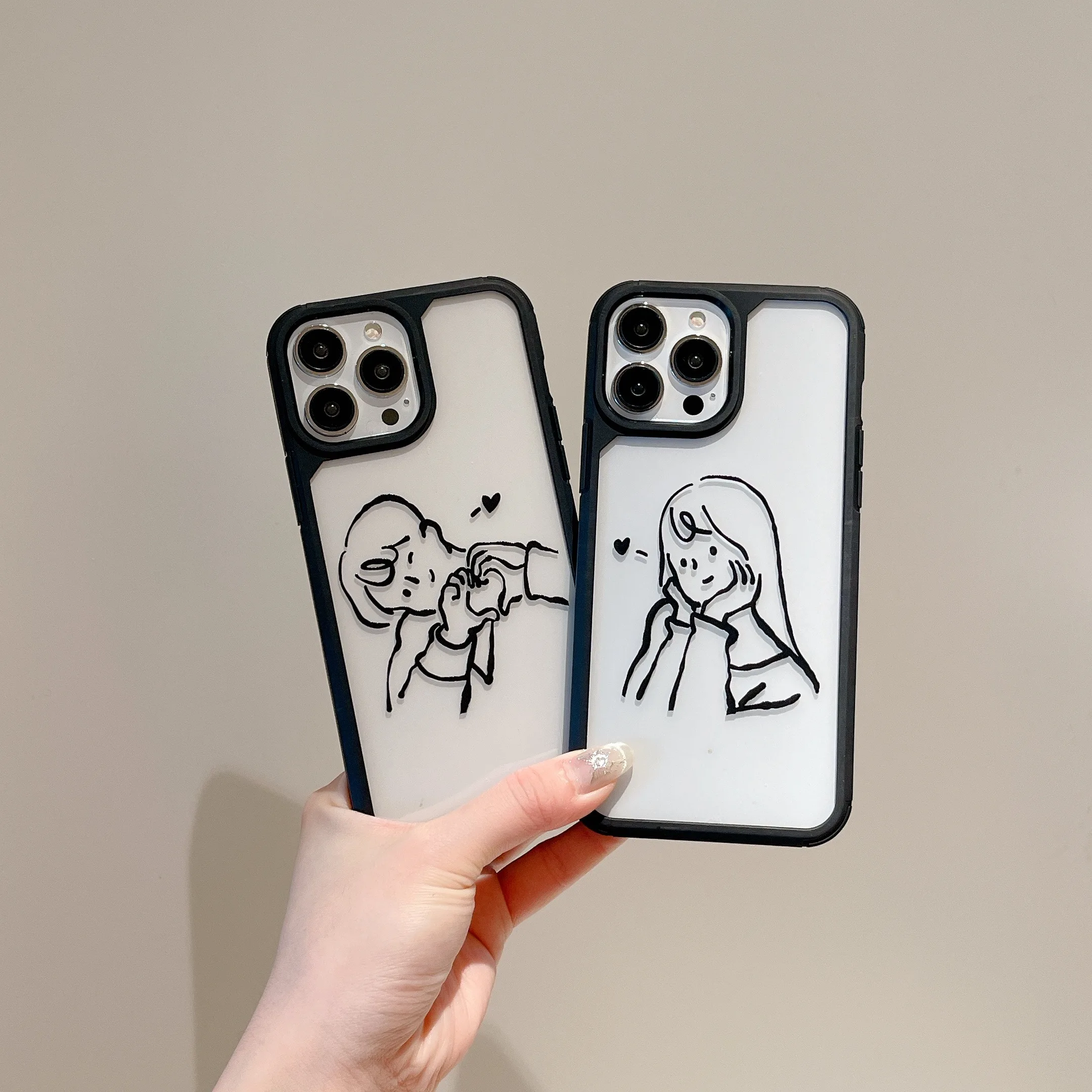 Черный армированный чехол для телефона Young Couple iPhone 15 13 Mini 14Pro 11 12 Xsmax XR 7/8 Plus SE2