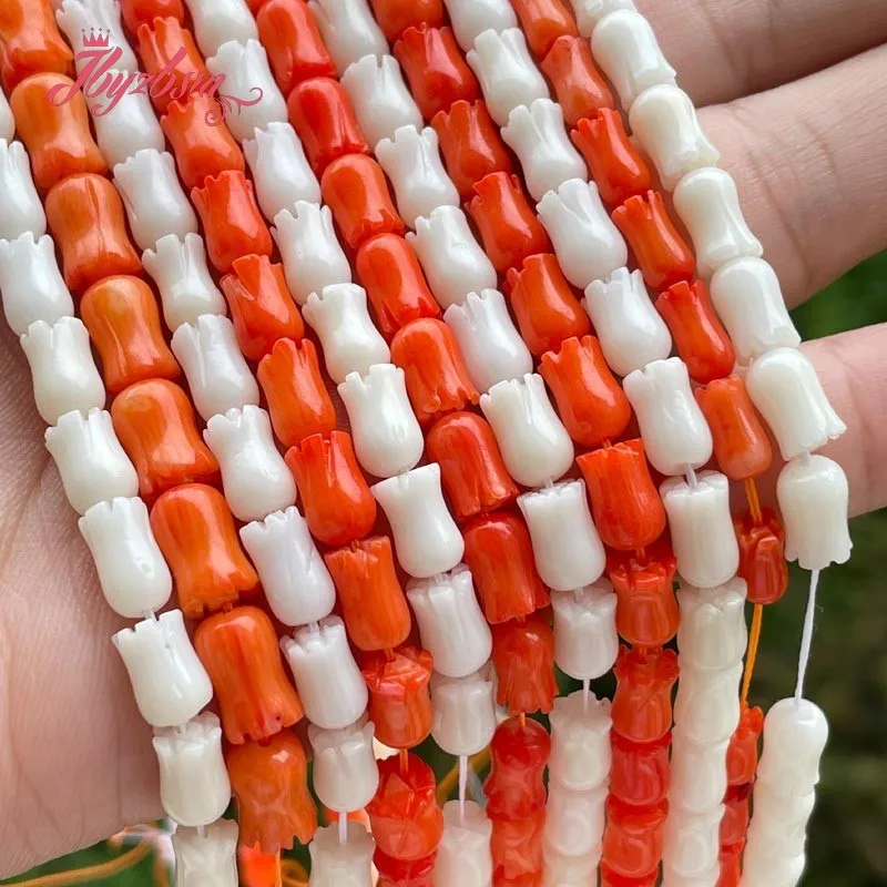 5x8 мм резной цветок коралловые бусины из натурального камня для DIY ожерелье