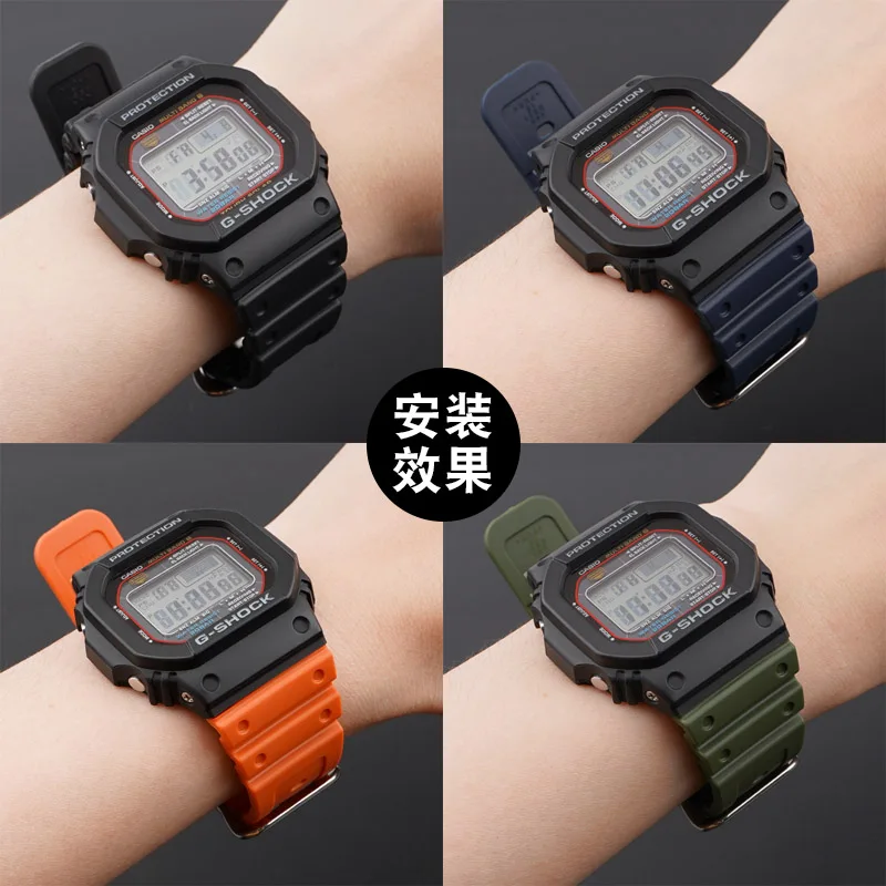 Rubber Watch Strap for DW-5600 GA-2100 DW5000 G5600 GW-M5610/B5600 TPU Diving 16mm Men Accessories Resin Replacement Watchband