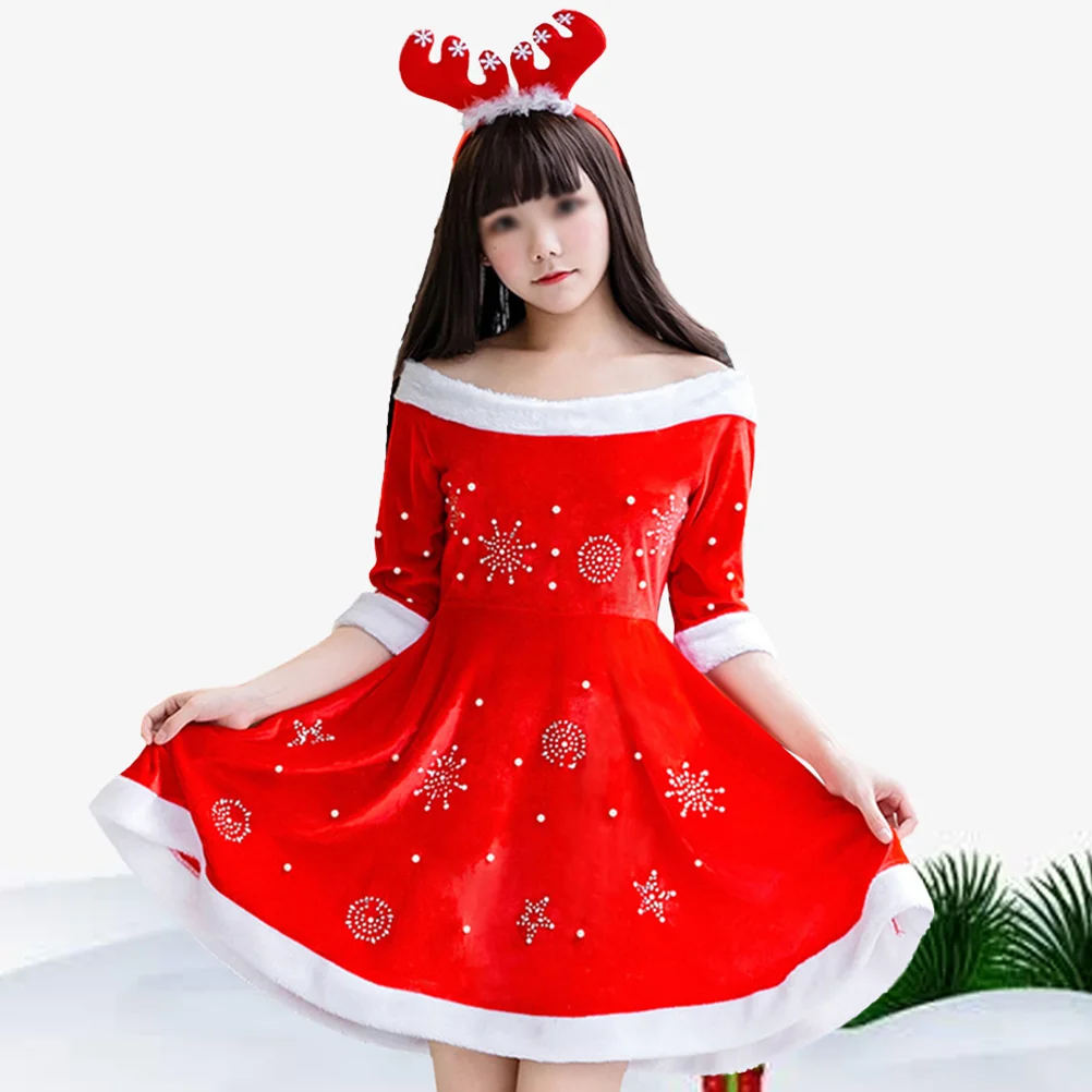 

Рождественский костюм Санта Клауса для девочек, комбинезон для вечерние, Одежда для танцев, праздничная одежда
