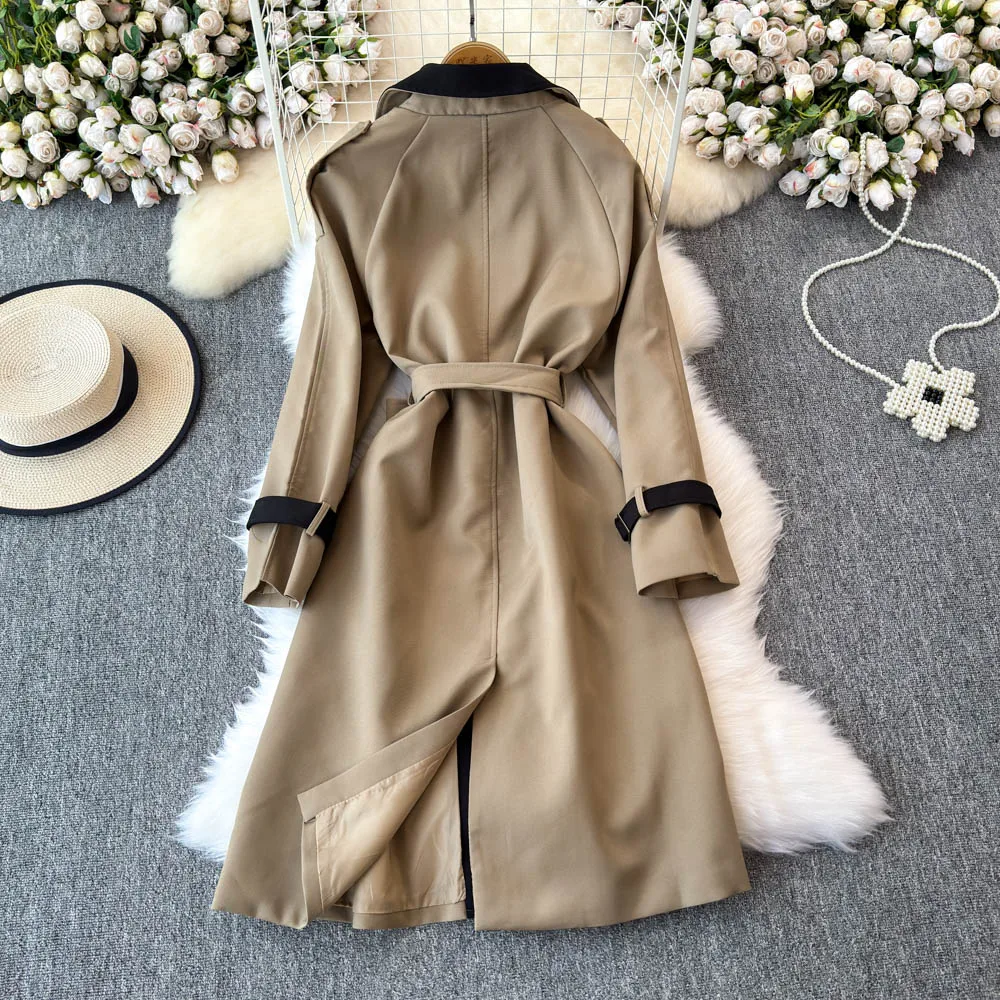 Женская зимняя новая свободная ветровка средней длины с цветными блоками