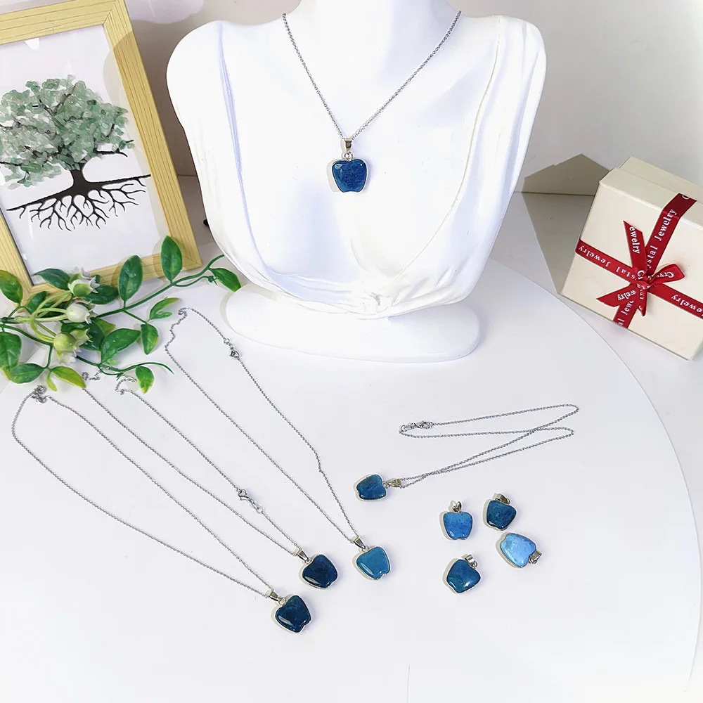 Современный стиль подвески в форме яблока с натуральным синим кристаллом