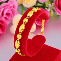 hoyon buddha bead bracelet womens 24k gold color transfer bead bracelet frosted light bead hand jewelry for wedding gift