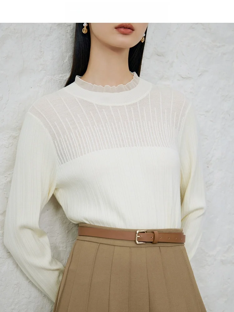 Desenis 2024 осенний пригородный рукав темпераментный облегающий топ с плечами и