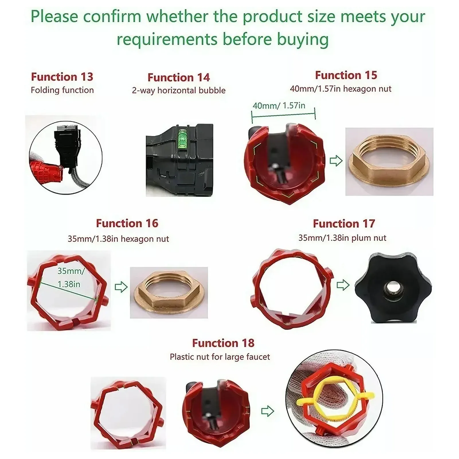 Ключ для раковины 18 в 1 Складной Установщик крана Противоскользящий Портативный