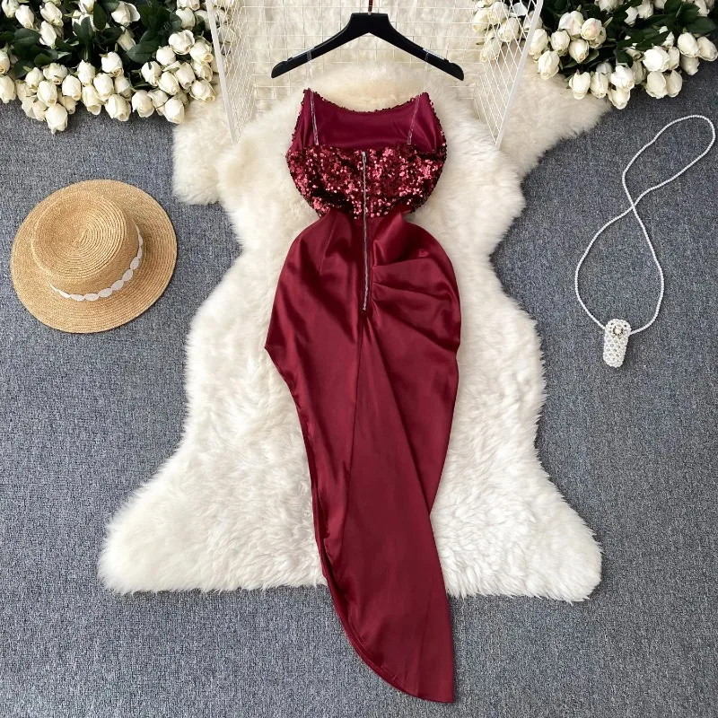 Женское асимметричное платье-комбинация без рукавов винтажное летнее платье с