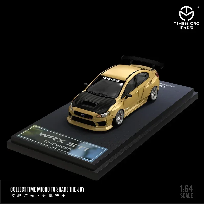 TIME MICRO 1:64 WRX STI золотистый/черный карбоновый чехол литая модель автомобиля