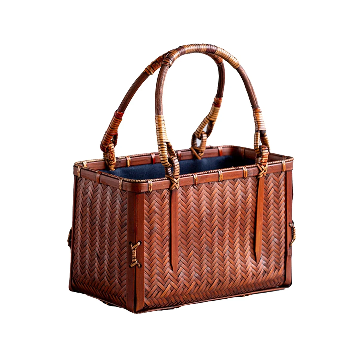 

Bamboo Woven Storage Bags Handmade Retro Basket Chinese Style Teacup Teapot Bags Travel Outdoor Tea Cozies