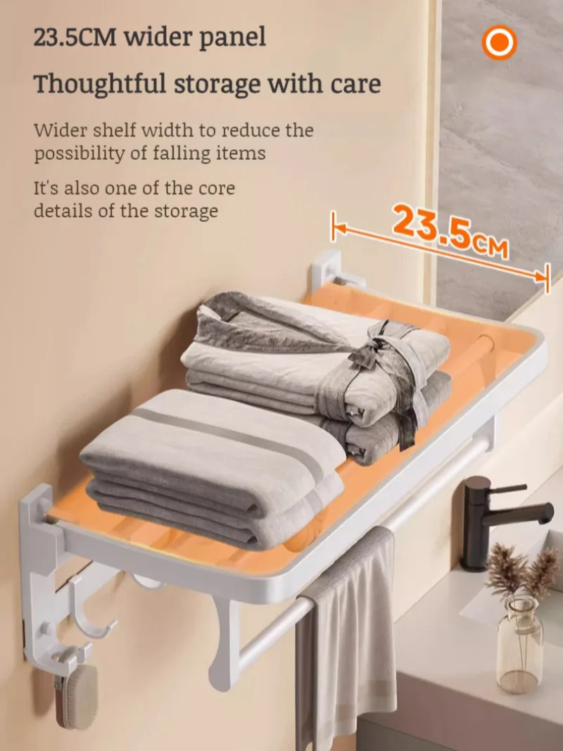 Белая настенная вешалка для полотенец NoPunch подвесная полка туалета банных