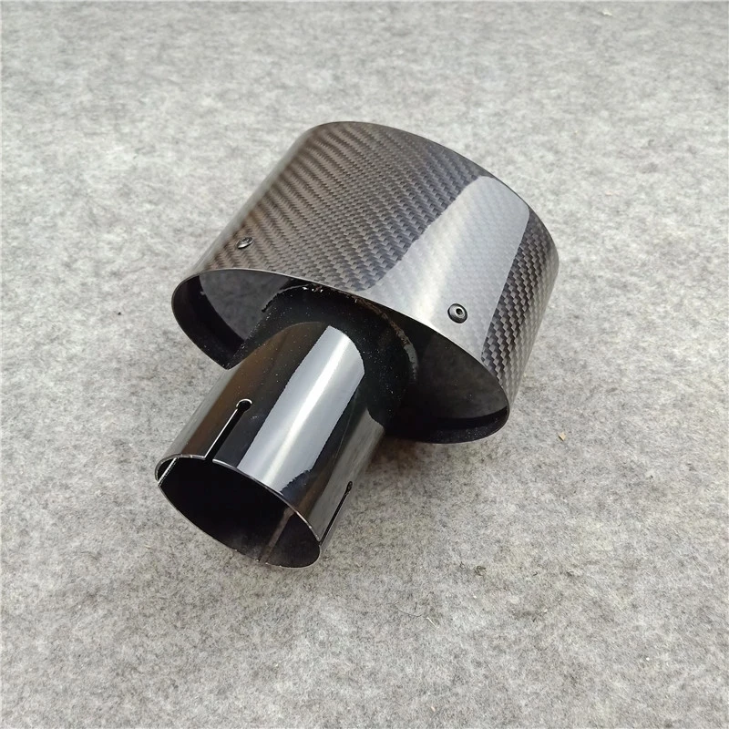 1 пара овальных наклонных карбоновых глянцевых черных наконечников выхлопной