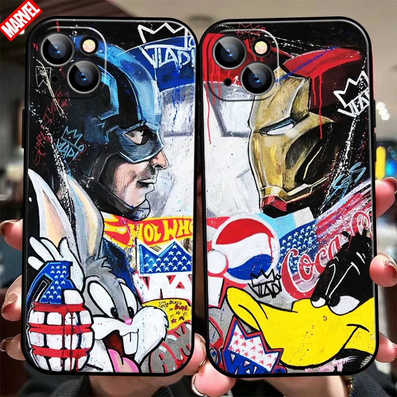 

Marvel Street graffiti Oil Painting For iPhone 13 12 11 Pro Max Mini X XR XS Max 6 6s 7 8 Plus Phone Case liquid silicone funda