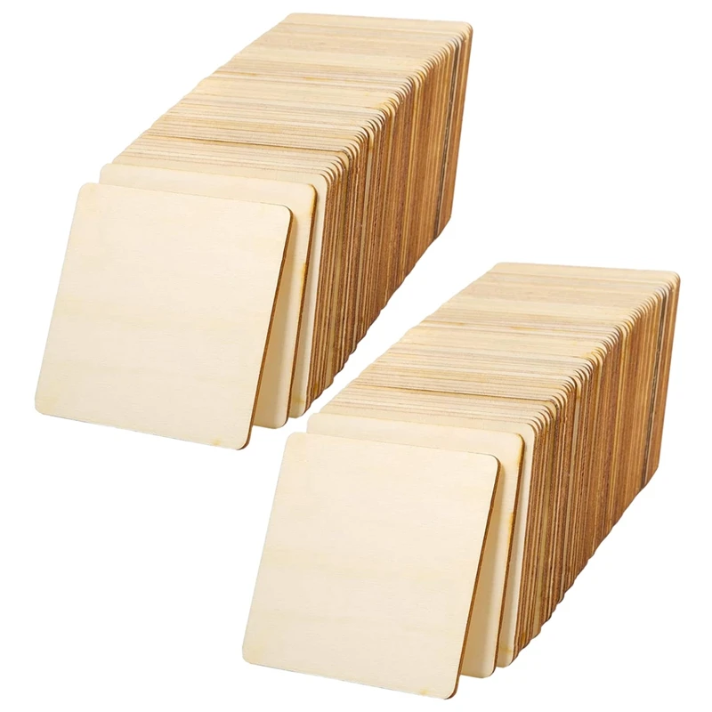 

144 Pieces Unfinished Square Wood Slices Blank 4 X 4 In,For Coasters, Pyrography,Painting,Writing,Photo Props