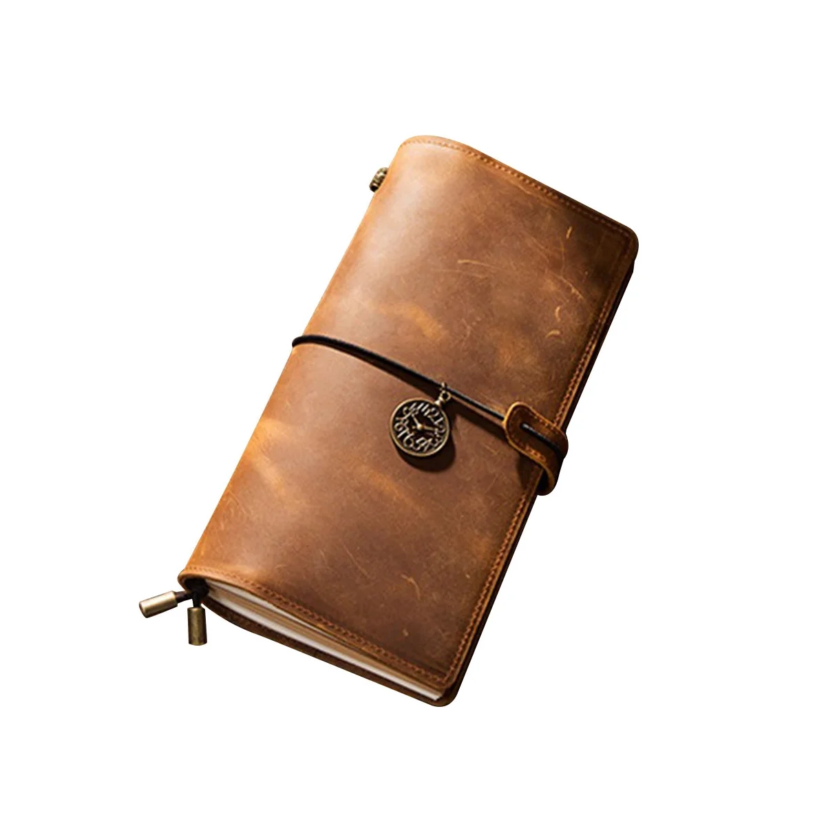 

Leather Notebook - A6 Vintage Travelers Journal Hand-Crafted Leather for Writing/Poets/Travelers/Daily Note