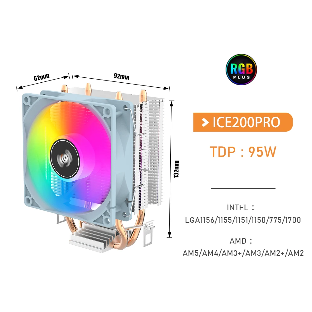 Aigo CPU Cooler 2 4 Heat Pipes PC Radiator Cooling 3PIN PWM Silent Rgb Fan For Intel  1700 1150 1155 1156 1366 AM2/AM3/AM4 AMD images - 6