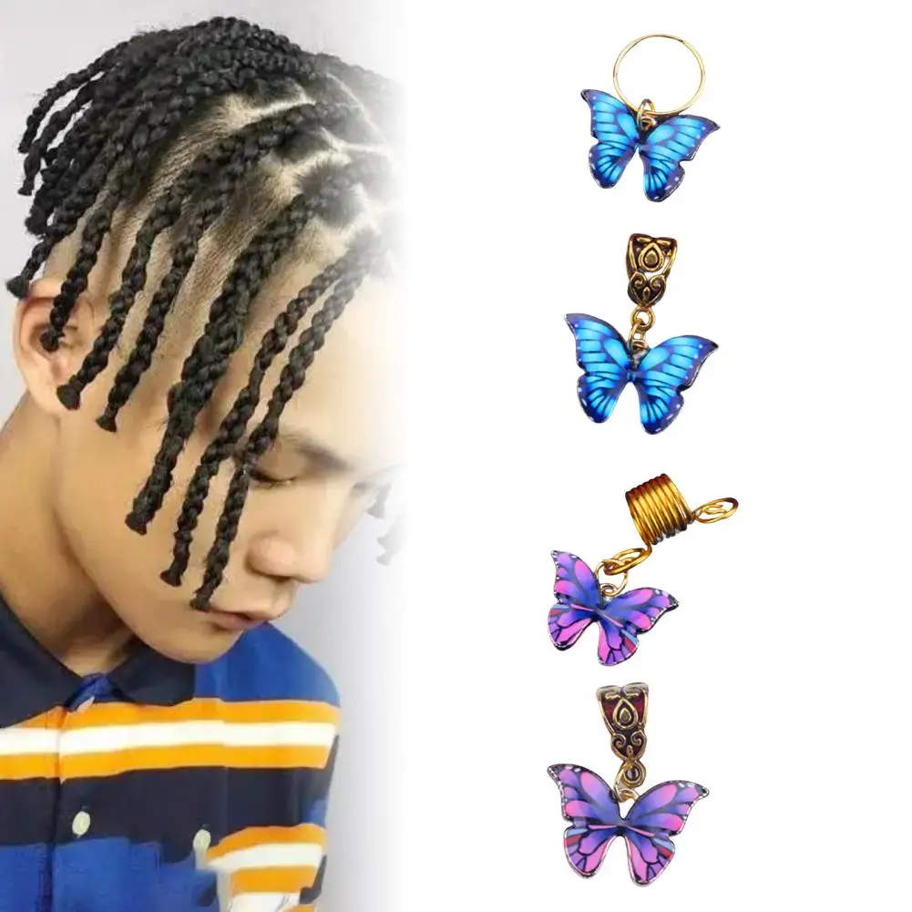 

5Pcs Beautiful Gloss Dreadlocks Pendants Anti-rust All-match Butterfly Hair Braid Dread Dreadlock Decorative Hair Rings