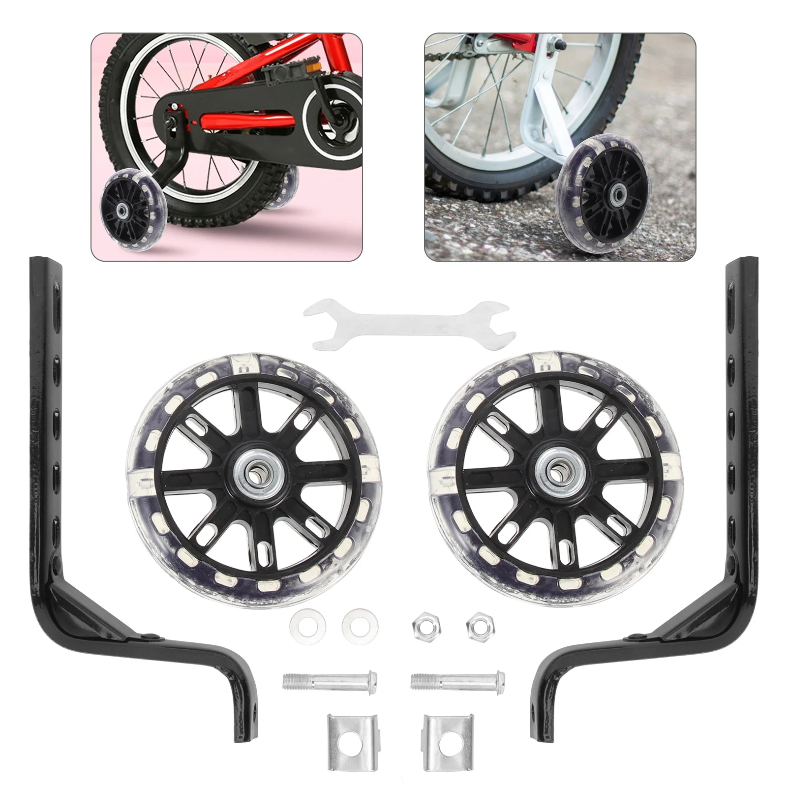 Bike Training Wheels Flash Mute Wheel Stabiliser Mount 2pcs 