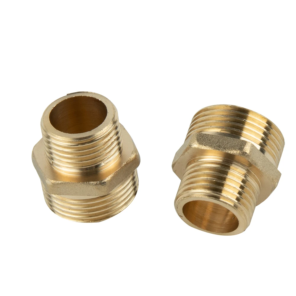 

2pcs Solar Pipe Connector Male To Male Brass Reducing Adapters Reducing Hexagon Nipples DN12 DN16 DN20 Solar Power Supplies