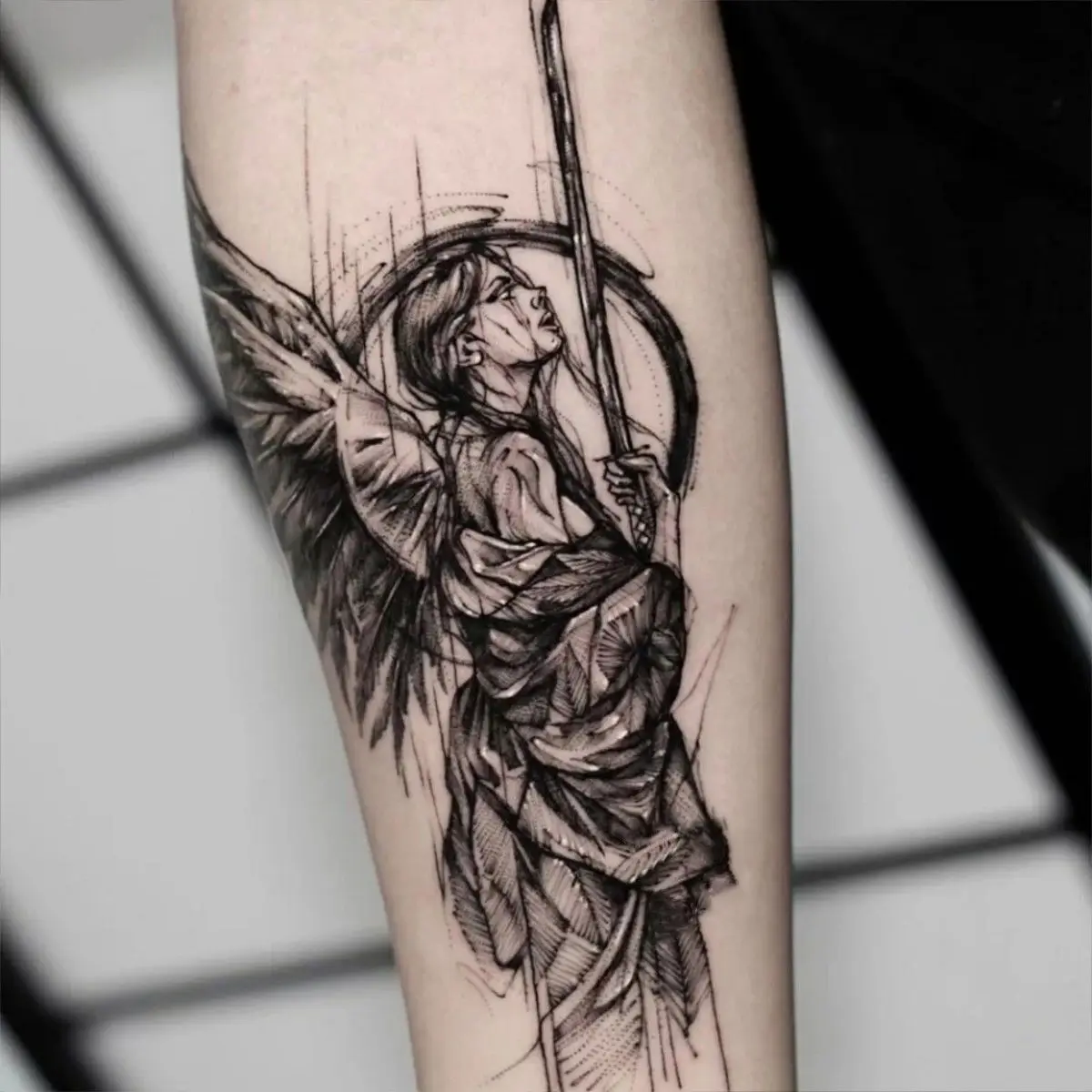 

2022 New Dark Black Fallen Angel Waterproof Juice Tattoo Stickers for Woman Man Body Arm Thigh Temporary Tattoos Fake Tattoo