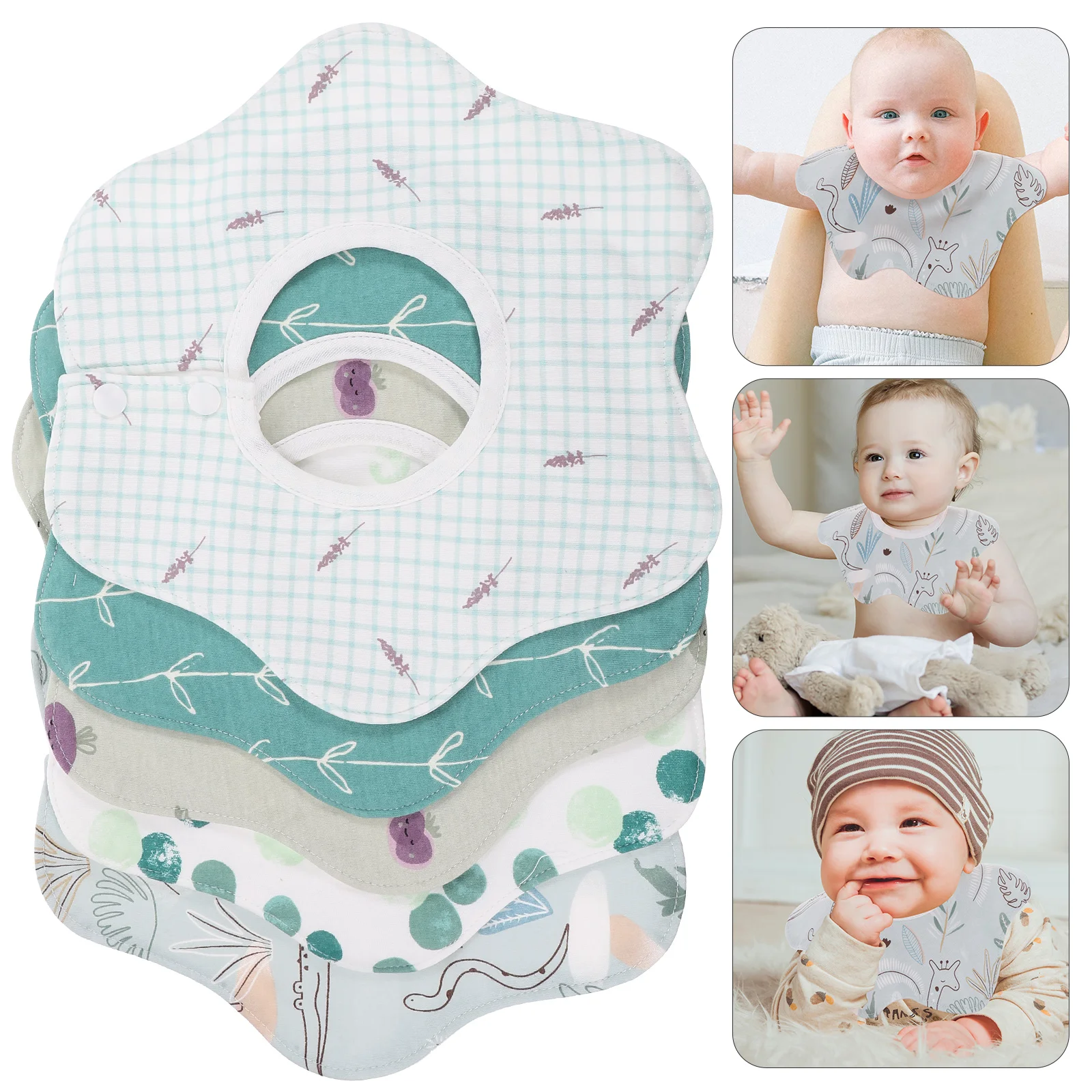 

5 Pcs Comfortable Baby Bibs Newborn Saliva Wipes Towels Infant Bandana Washcloths Eating Apron Boy Absorbent Breathable Cotton
