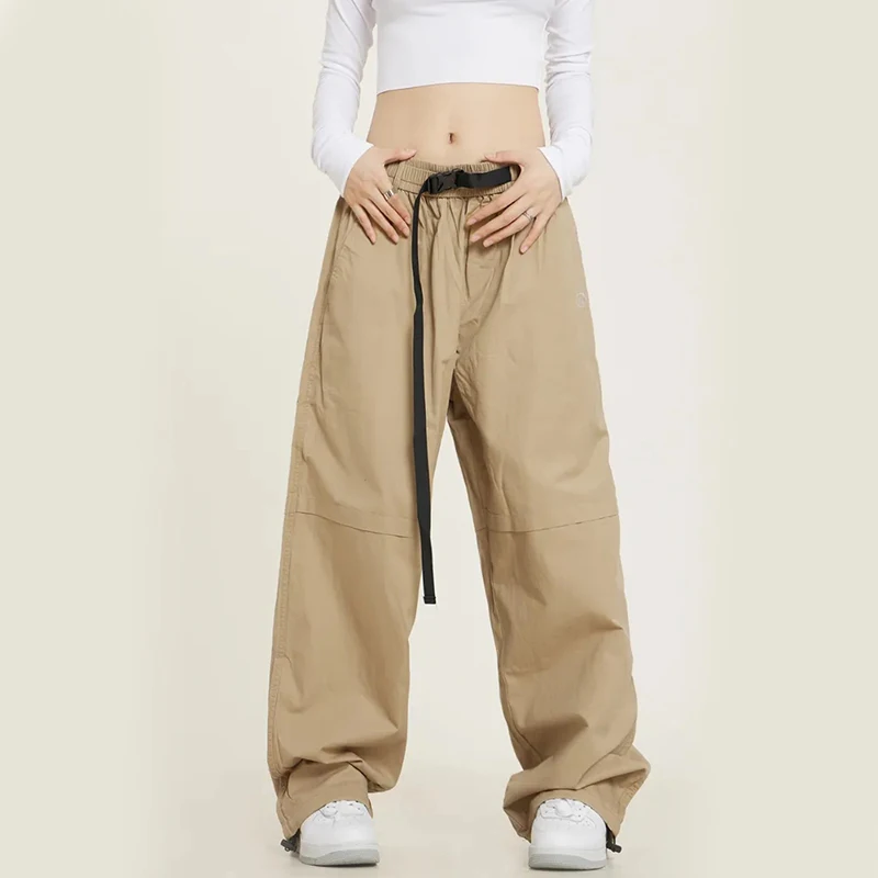 

Брюки-карго Y2K женские с высокой талией, винтажные свободные штаны цвета хаки в стиле хип-хоп, уличная одежда с карманами и поясом, модные спортивные штаны для бега, на лето