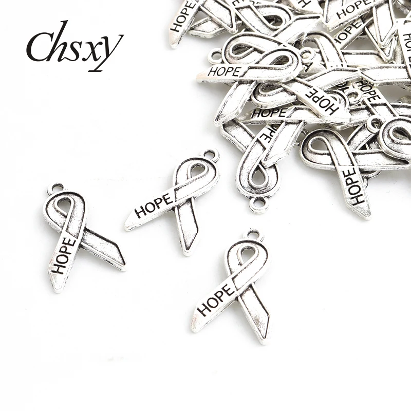 

20pcs Hope Alloy Charms Silver Color Creativity Ribbon Metal Pendant for Making DIY Handmade Earrings Necklace Accessories Craft