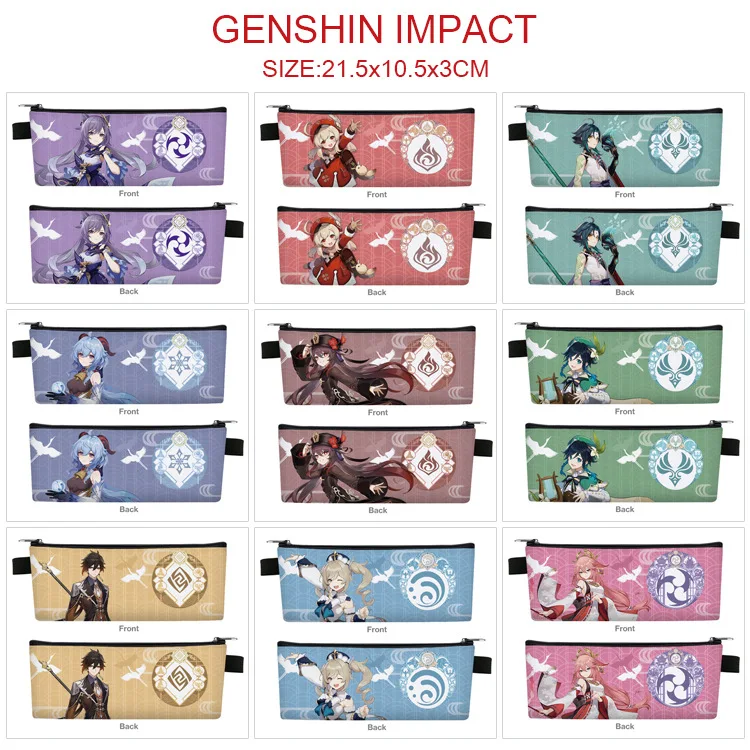 E-Mell Genshin Impact KeQing Zhongli Ganyu Keqing Morax Xiao Hu Tao Yelan Qiqi Barbatos Denim PU Pencil bag Day Clutches